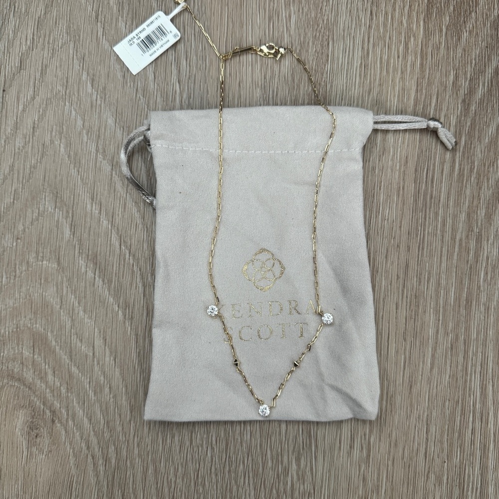 NWT Kendra Scott Jada Gold Strand Necklace in
White CZ - Picture 1 of 9